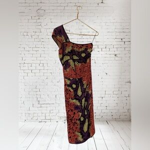 M Missoni Classic Sweater One Sleeve Orange Multicolor Dress Size 10